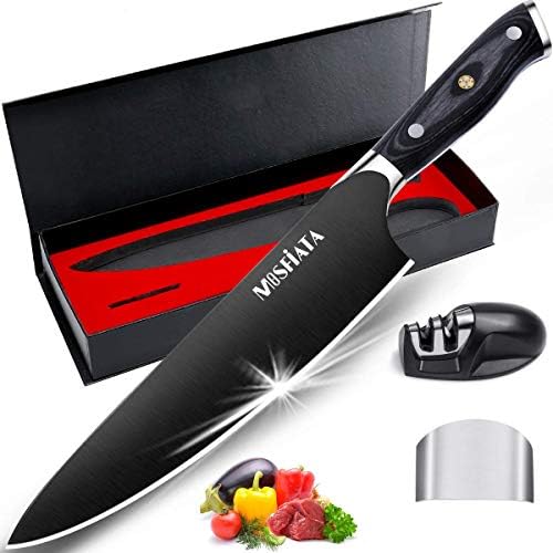 MOSFiATA 8 inčni kuharski nož & 8 inčni Tatanium pozlaćeni kuharski nož & 7 inčni Santoku nož