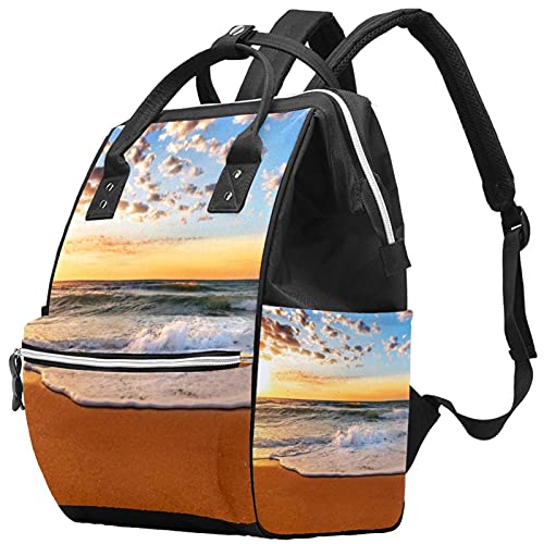 Pješčana plaža s pjenačkim valovima na suncu pelena torba mama ruksaka velikog kapaciteta pelena torba za