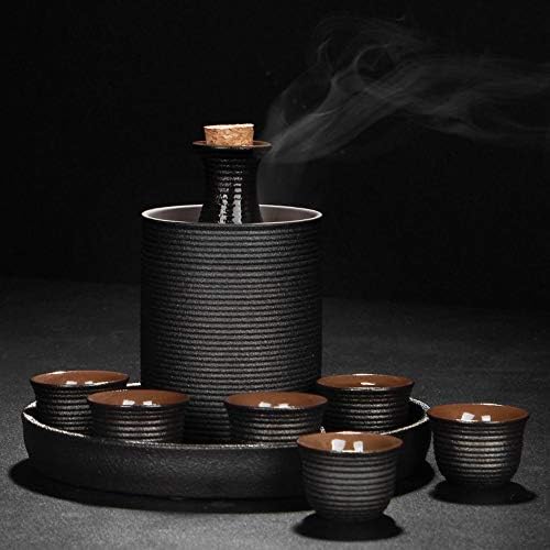 Miruike Ceramic Sake 9-dijelni Set japanski sake set sa toplijom Crnom poklon kutijom