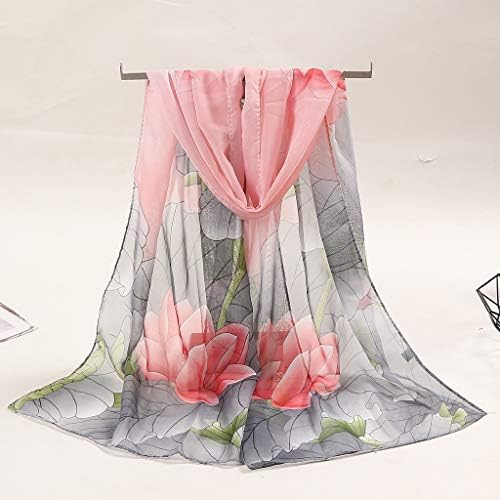 Keusn Womens svileni šalovi 160 * 50cm Ženski cvjetni print Dugi mekani omotač Šal Simulacije svilene šal
