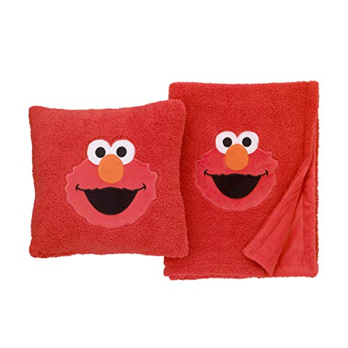 SESAME Street Elmo crveni super mekani ševar toddler jastuk sa aplicom, crvena / narandžasta / bijela /