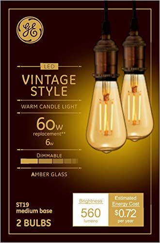 Ge rasvjeta Vintage LED sijalice u Edisonovom stilu, toplo svjetlo za svijeće od 6 W, staklo od jantara,