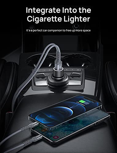 Jsaux Car Charger 36W brzo punjenje, sav metalni Dual USB QC 3.0 Adapter za upaljač za cigarete sa USB-C