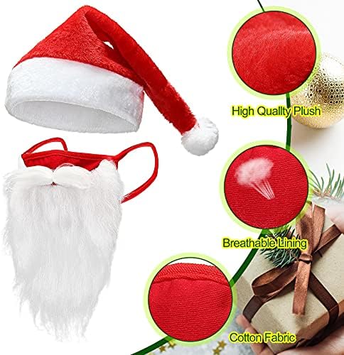 SATINIOR Božić Funny Face Cover Santa Claus brada Cover sa Santa šešir Santa kostim za odrasle žene i muškarce,