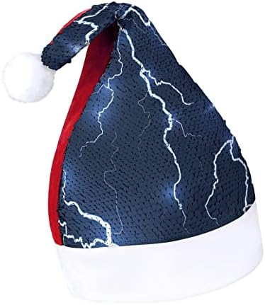 Thunder Flash Strike Funny Božić šešir Sequin Santa Claus kape za muškarce žene Božić Holiday Party Dekoracije