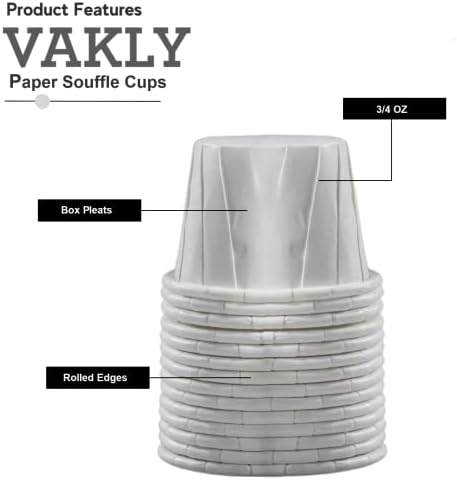 Vakly papirne čaše za sufle za jednokratnu upotrebu 3/4 oz [pakovanje od 250] – male šolje za distribuciju