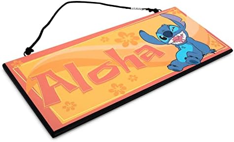 Disney Lilo & Stitch Aloha Reverzibilni viseći znak Zidne umetnosti | Spreman za objesiti ploče vrata, zidni