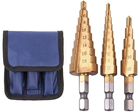 Tameco 3kom HSS Čelične titanijumske burgije 3-12mm 4-12mm 4-20mm koračni Konusni alati za sečenje Čelični