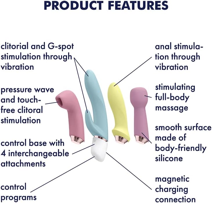 Zadovoljstvo čudesnog četiri vibratora - 4 zamjenjive glave za pričvršćivanje, klitoris & G-Spot stimulacija,