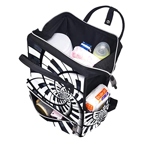 Crno-bijelo klavir okrugle spiralne pelene tote torbe mammmy ruksak veliki kapacitet pelena torba za staračku