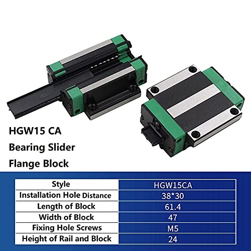 Mssoomm 15mm HGW15 CNC Kvadratni linearni vodič 4pcs HGW15-40.16 inča / 1020mm + 8pcs HGW15 - CA prirubnica