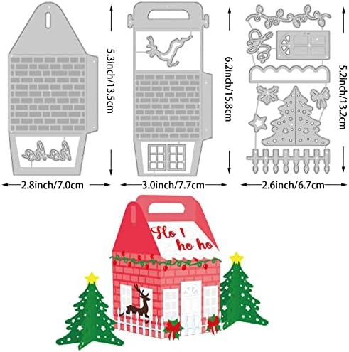 Benecreat poklon kutija uzorak Carbon čelik Rezanje umiljavanja šablone, božićne drveće Kuće Obojene svjetla