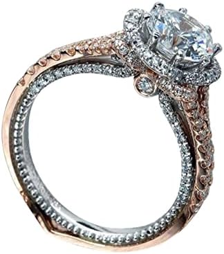 Vjenčani opseg za žene Rose Gold okrugli dijamantni prstenovi za žene za žene cirkon vjenčani prsten za