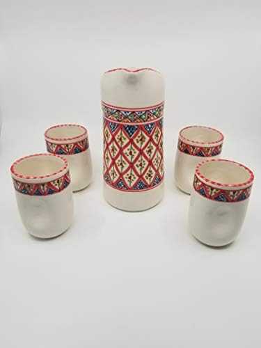 Crvene ručne izrade marokanske keramičke krigle sa setom bacača, kafana, porculan lonac, sok