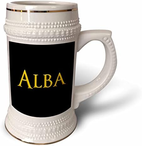 3Droza Alba Popularna imena beba u SAD-u. Žuta na crnoj boji. - 22oz Stein šolja
