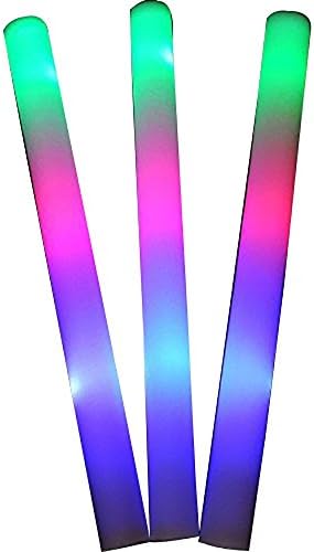 YMCtoys LED Light Up Foam Sticks tri načina promjene boje sjajni potrepštine za zabavu za Noć vještica, Raves, koncert