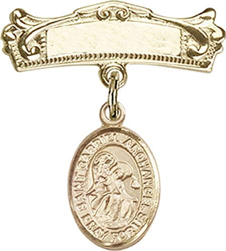 Jewels Obsession Baby Badge sa šarmom Arhanđela Svetog Gavrila i lučnom poliranom značkom / zlatnom punjenom