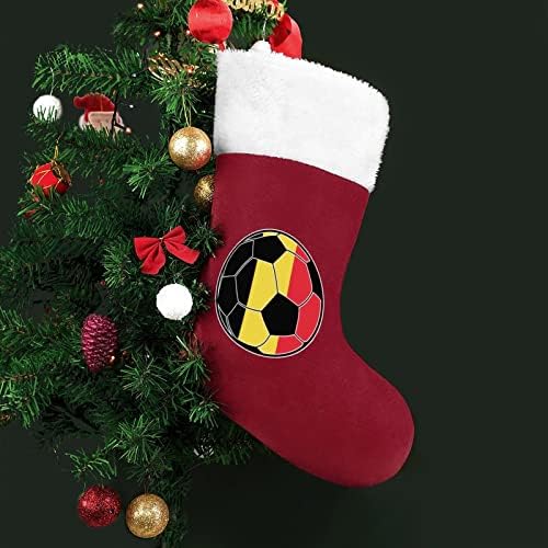 Belgija Soccer Božićne čarape sa plišanim kaminom visi za Xmas Tree Decor Decor