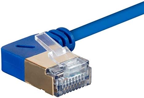 Monoprice SlimRun Cat6A Ethernet mrežni kabl/kabl-plavi-1 Stopa / 90 stepeni pod uglom, 36AWG, s/STP