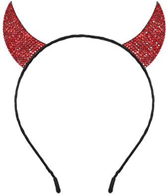 ZITULRY Halloween trake za glavu za žene Rhinestone Devil Horns traka za glavu Kristalna mačka uši traka