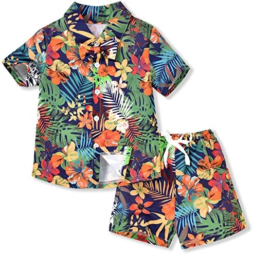 Hintina Toddler novorožani za dječake za dječake set Havajski odjeća za kratki rukav list cvjetna košulja