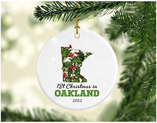 Božić Holiday 2022 Ornament kolekcionarski prvi 1st sezona žive u Oakland Minnesota Božić ukrasi Tree Božić