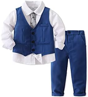 Abolai Baby Boys '4 komada gospodin set sa bijelom košuljom, kravatom, prslukom i pantalom