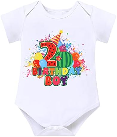 1st/2nd/3rd/4th/5th rođendan Outfit dječak kratki rukav Romper / T-shirt+Rainbow tregeri+traper šorc+rođendanski