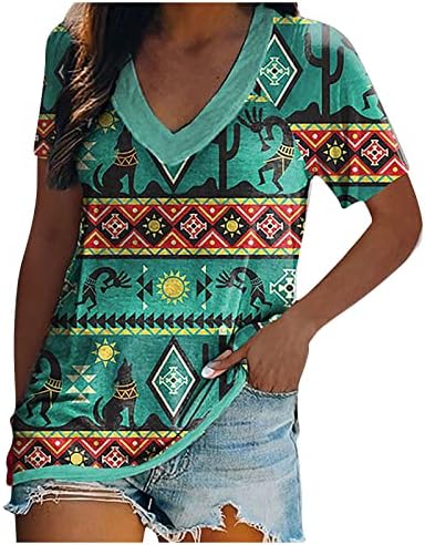 NOKMOPO majice za žene plus Size V vrat Tank Tops Meki Retro geometrijski grafički rukavi Osnovni pulover