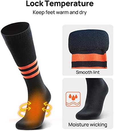 MORSTI Zimske skijaške čarape, 1 par, za skijanje, snowboarding, vanjske sportske čarape - crno-narančasto