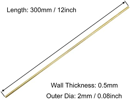 VictorsHome Mesingana Okrugla cijev, 2mm od 0,5 mm Debljina zida 300mm dužina metalne bešavne ravne cijevi