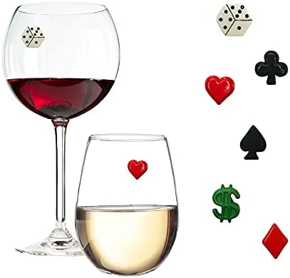 Jednostavno Charmed kazino vino staklo čari-Magnetic piće markera za Stemless ili redovne Čaše Set 6