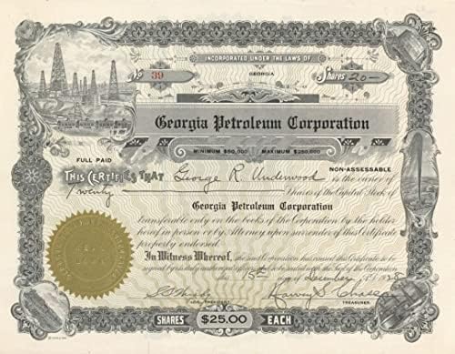 Georgia Petroleum Corp. - Certifikat O Zalihama