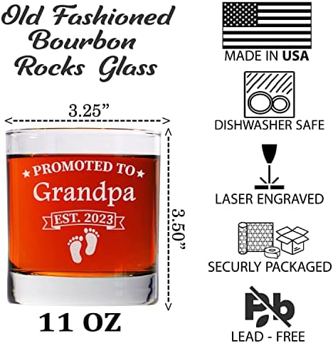CARVELITA promovisana u dedu est 2023 Whisky Glass - 11oz Old Fashioned Bourbon Rocks Glass-prvi put pokloni