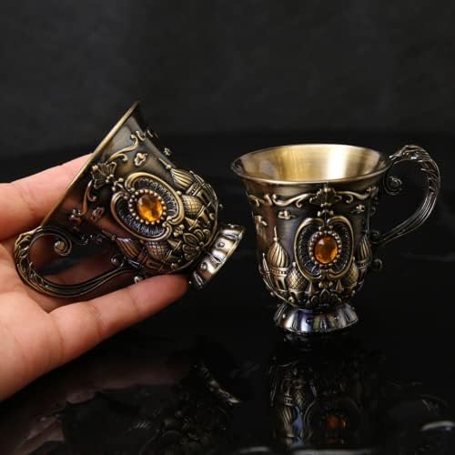 ZHome Retro kalež pehar za vino, metalni reljef vještački dijamant dragulj Sveti kalež dekorativna čaša