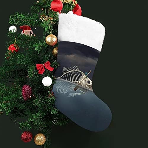 Kajakački riblji kostur personalizirani božićni čarapa Početna Xmas Tree Kamin Viseći ukrasi