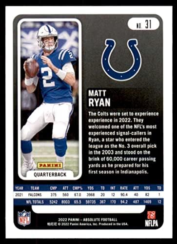 2022 Panini Apsolute 31 Matt Ryan Indianapolis Colts NFL Fudbalska karta NM-MT