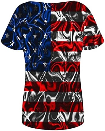 Oclun majice ženske kratkih rukava Dan nezavisnosti Grafikon V izrez Top Dressy Fashion Bluzes Majice Casual