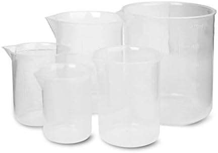Set čašica od plastičnih laboratorija - 5pcs različite veličine Test mjerenja diplomiranih čaše za naučne