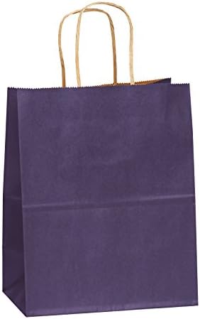 8 X4.75 X10 - 100 kom - bagsource® ljubičaste torbe od krafta, kupovina, mehaniza, zabava, poklon torbe