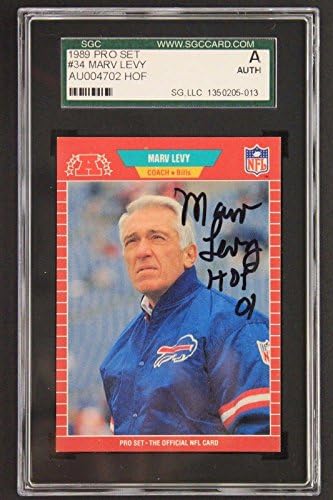 Marv Levy Hof Autographied 1989 Pro Set 34 potpisana kartica SGC Autentična - NFL autogramirane nogometne
