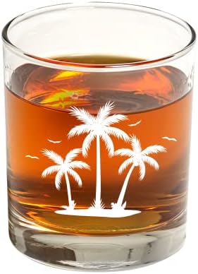 Set stakla za koktel od palme - tropske plaže tematske stene naočare, naočare za viski, staromodne naočare