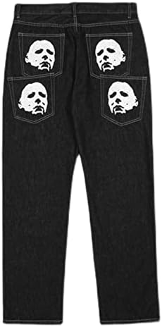 CZVEVOY Muška Streetwear Moda štampane vrećaste farmerke Vintage Hip Hop stil pantalone sa ravnim nogavicama