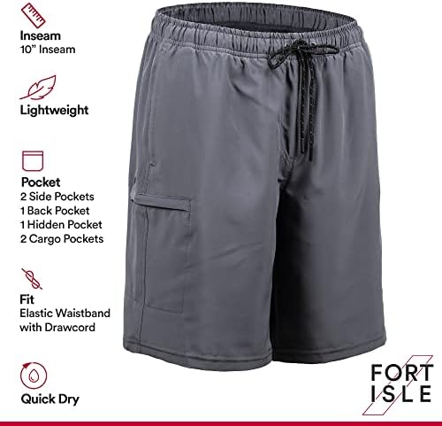 Fort Isle Muške planinarske gaćice 10 inča Inseam - Brze suhih atletske kratke hlače za muškarce | Teretane