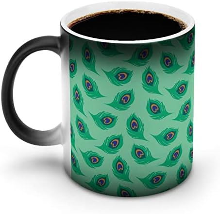 Peacock Pattern Green Tail Heat Changing Mug Magic Coffee Tumbler Ceramic Tea Cup personalizovani poklon