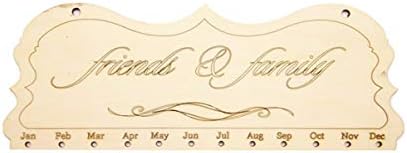 Sewroro Wooden Rođendan Podsjetnik Kalendar Obiteljski rođendanska ploča Viseći drveni kalendar sa 50 drvenih