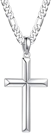 Ursteel S925 Sterling Silver Cross privjesak za muškarce, Muška ogrlica od krsta 18k pozlaćena Srebrna crna