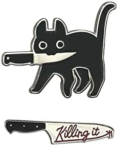 Saian 2pcs slatka crna mačka broš sa nožem lapelom pin Gothic Legura igle za broš za brouku za hat ruksak