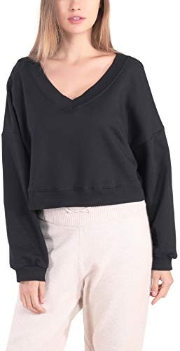 V izrez obrežene dukseve žene dugih rukava s majicama pulover vintage slatke pamučne vrećice odbojnih zboja