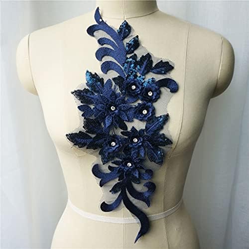 TBGFPO mornarsko plava čipka tkanina od 3D Cvijeće Rhinestone Tassel Vjenčanice Appliques TRIKS izgrađena